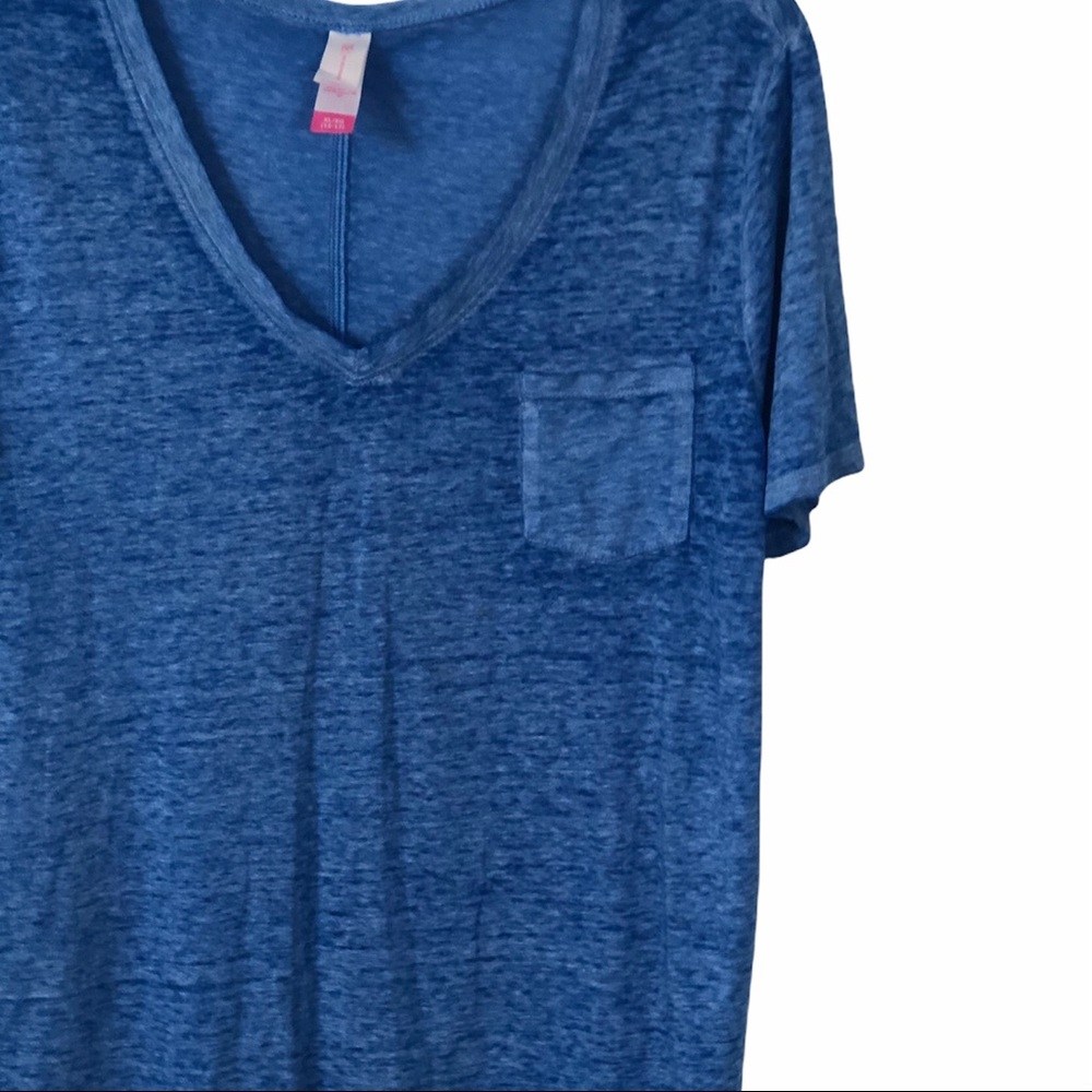 No Boundaries women’s blue V-neck line short sleeve top size XL 15–17 - Picture 4 of 8